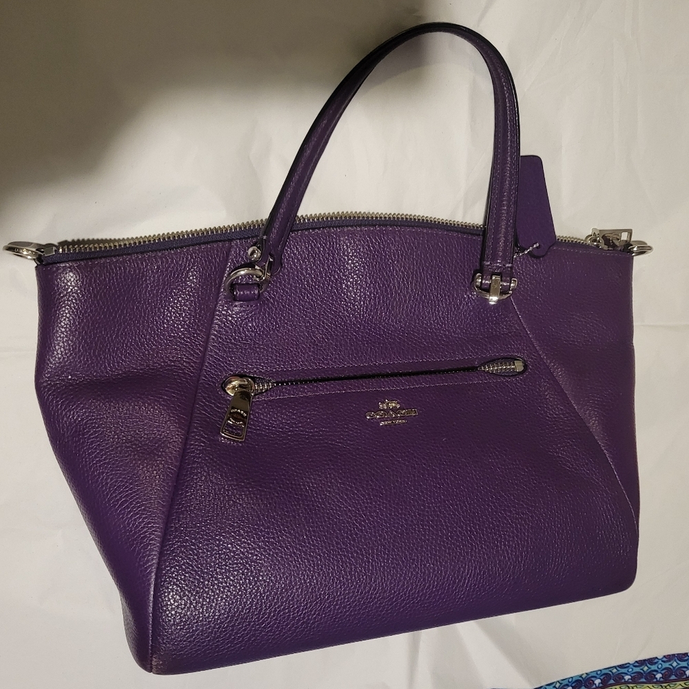 Coach Deep Purple Leather Tote